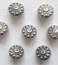 7 x tiny silver pretty buttons 12mm diameter, small silver buttons