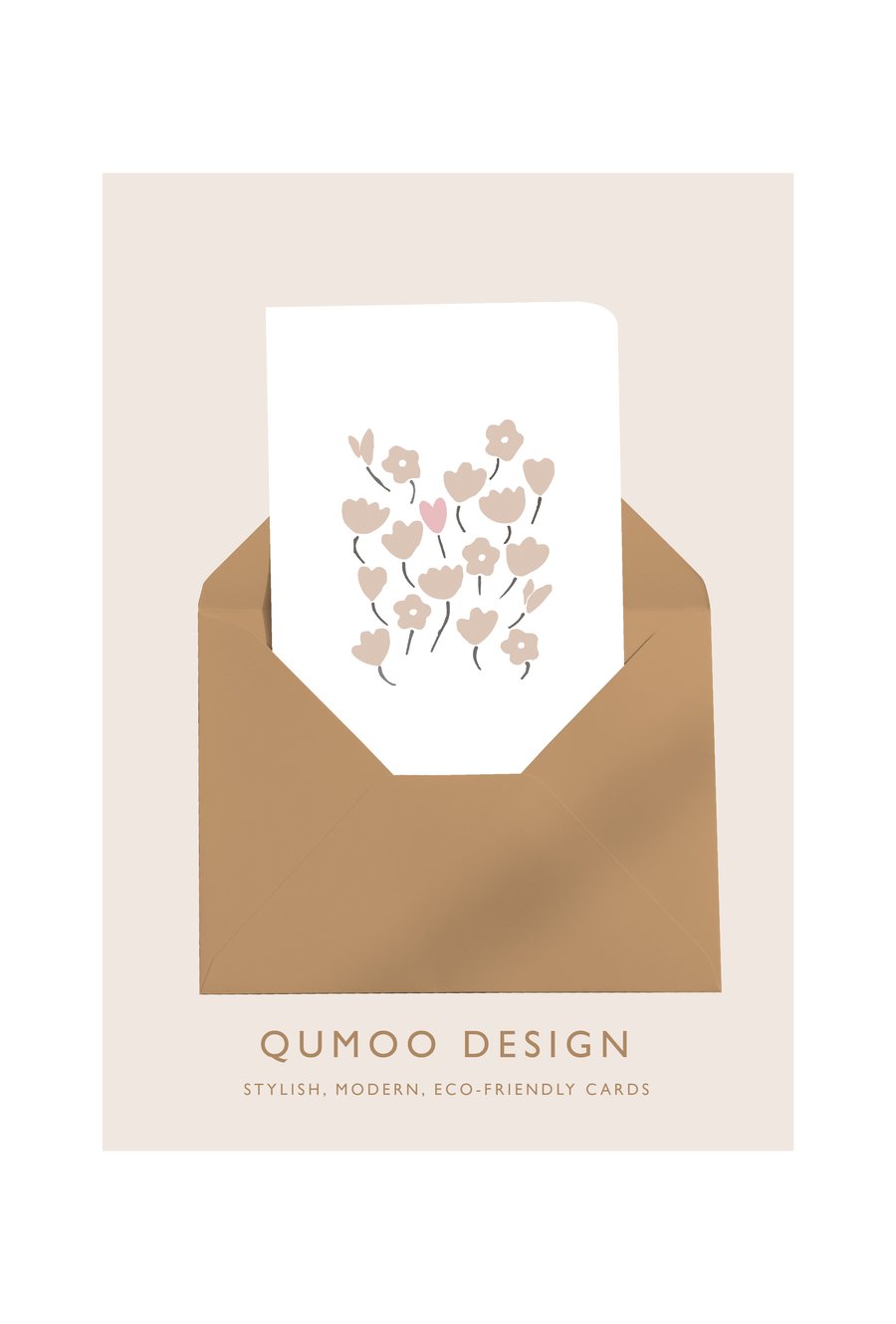 Card Tulips Heart (individual, multipack of 5 and unframed mounted) (QM233)