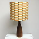 Handmade mustard geometric hand block printed organic fabric drum lampshade