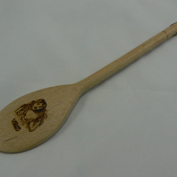 Wooden spoon with Virgo star sign (pyrographed)