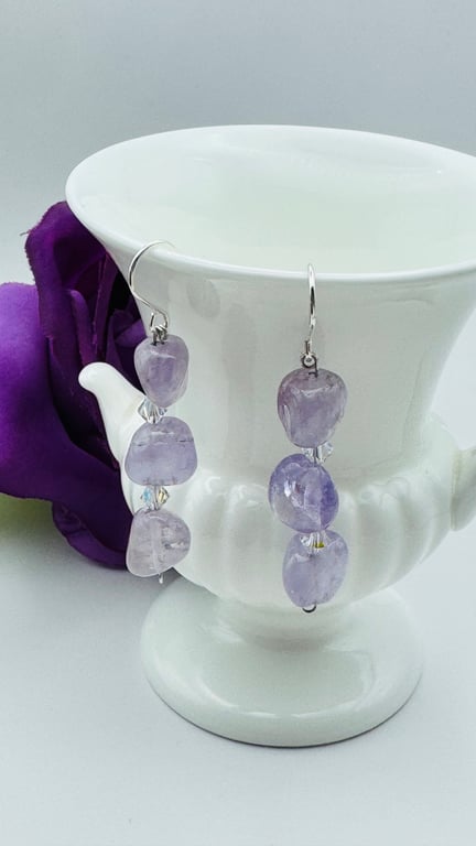 Amethyst & Swarovski Crystal Earrings