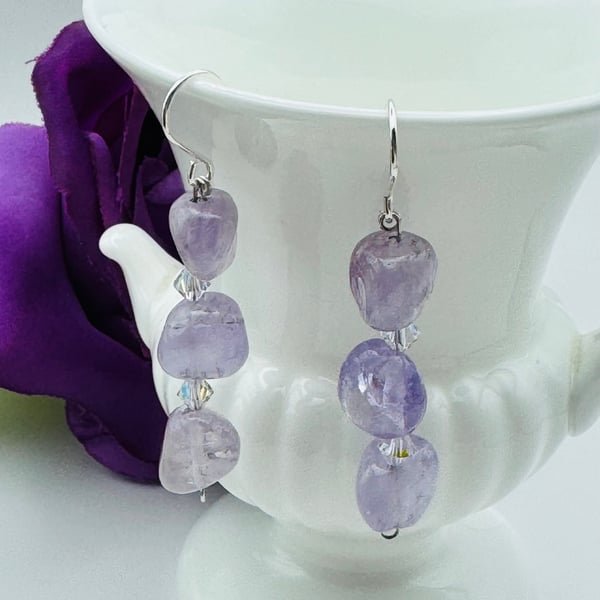 Amethyst & Swarovski Crystal Earrings