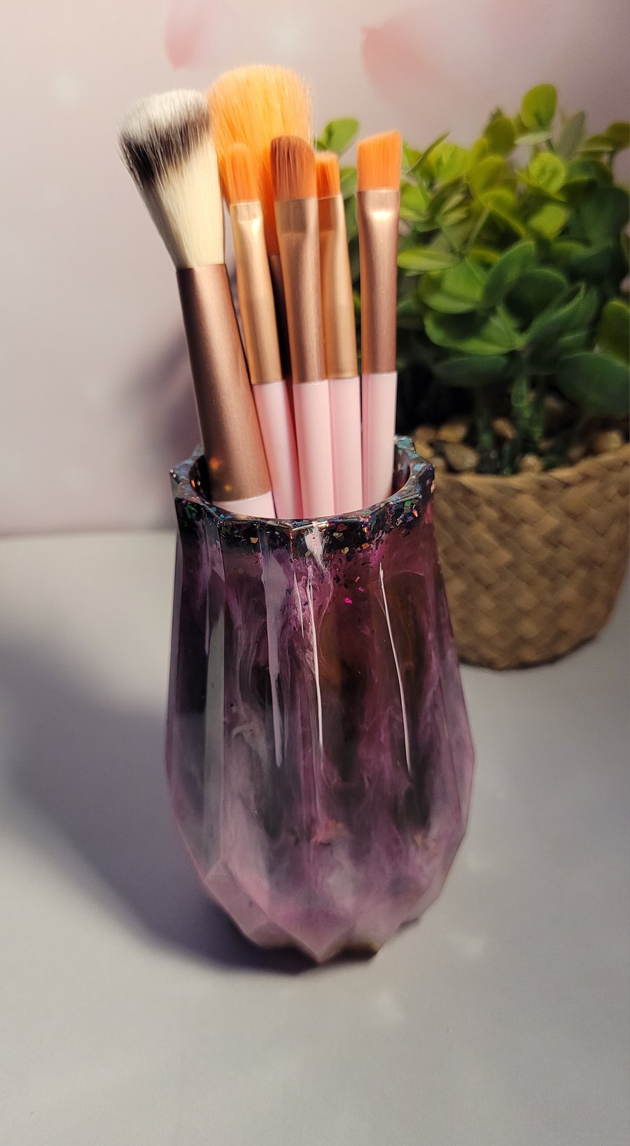 Small resin purple vase
