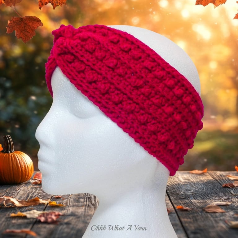 Crochet headband, ear warmer. Red twist ear warmer. Cherry red headband.