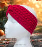Crochet headband, ear warmer. Red twist ear warmer. Cherry red headband. - Image 1