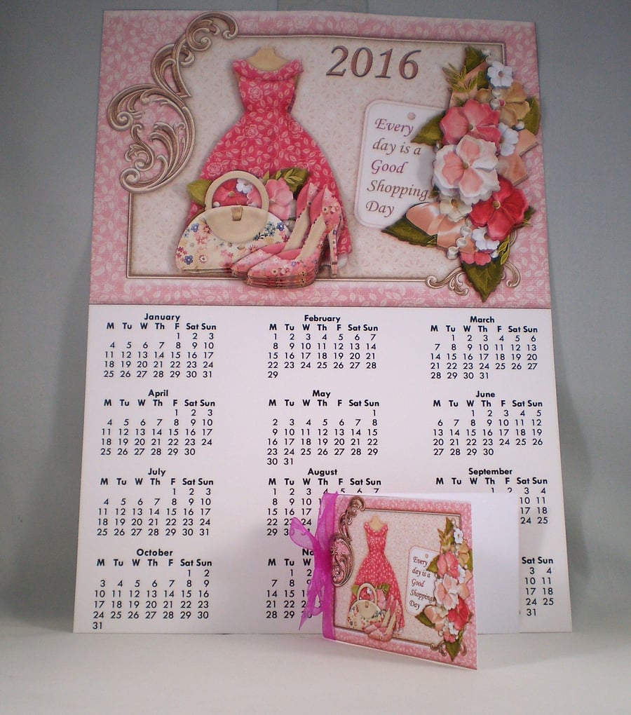 Handmade Wall Calendar and Gift Tag, Fashion, 3D, 2016
