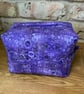 Purple Circles Quilted Fabric Box Shape Wash Bag