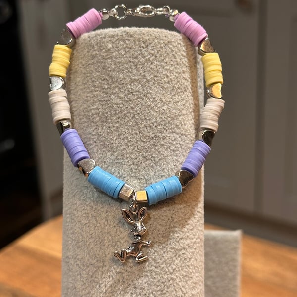 Unique Handmade bracelet with charms - animal rabbit easter bunny