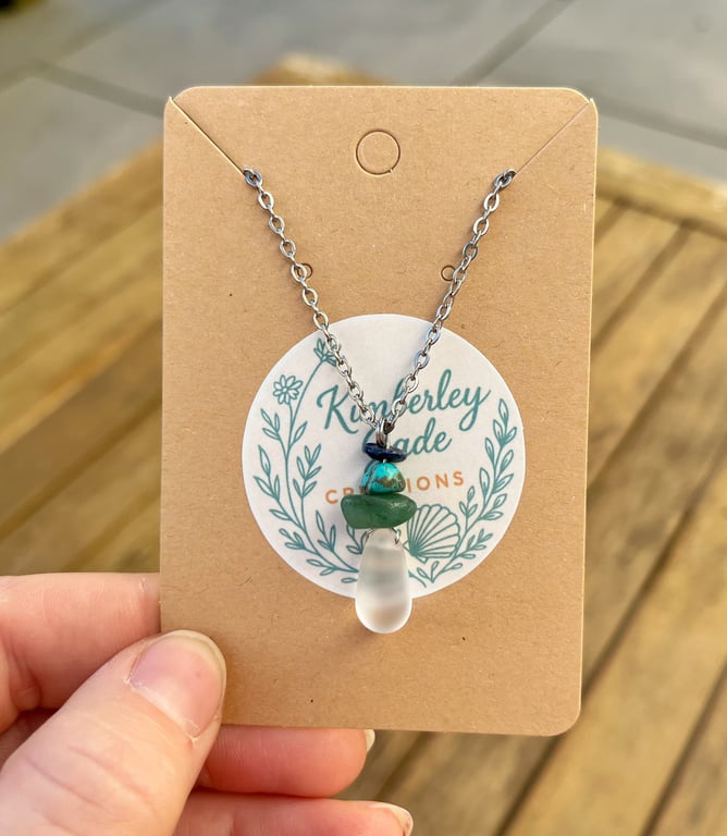 Sea Glass & Natural Stone Stacked Necklace