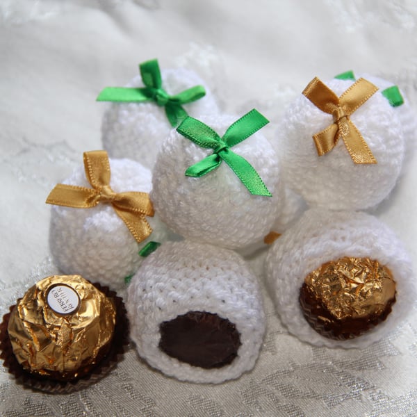 Hand Knitted Snowball Sweetie Holder