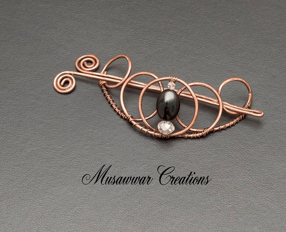 Antique Copper hair bun slide, Celtic Hair slide ,Hair bun stick,hair bun holder