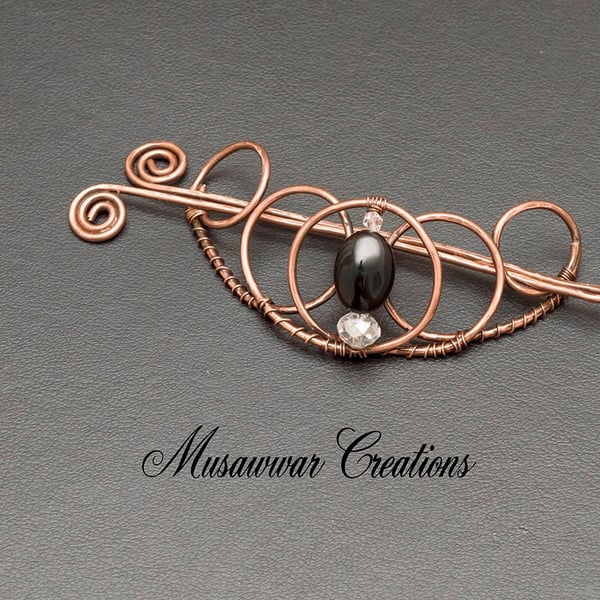 Antique Copper hair bun slide, Celtic Hair slide ,Hair bun stick,hair bun holder