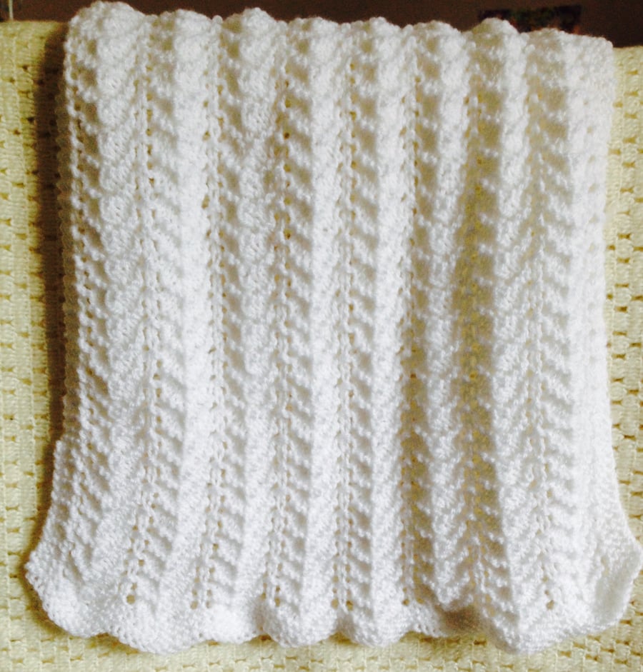 Hand knitted baby blanket