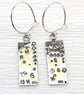 Handmade contemporary silver and gold earrings, Keum boo technique