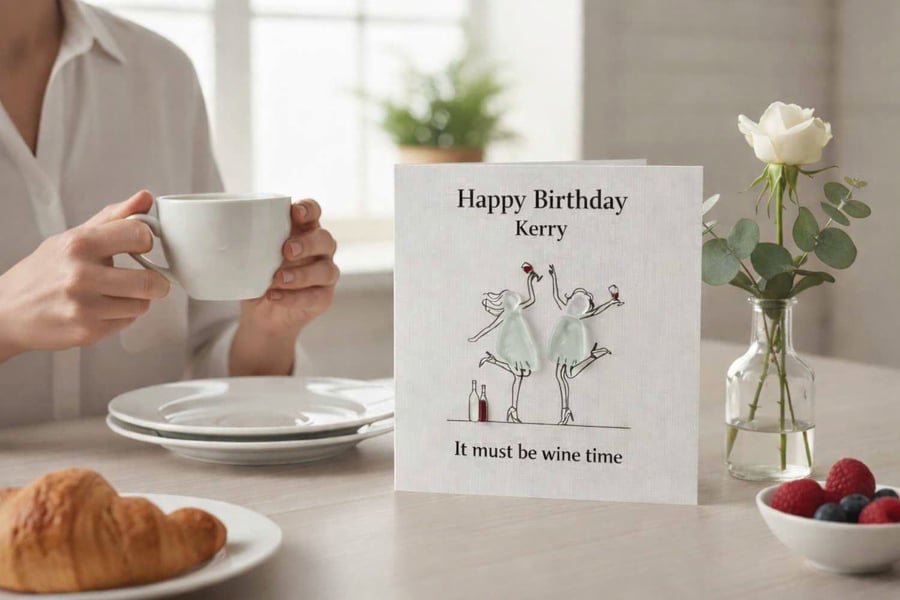 Personalised Birthday Card - It must be wine time 