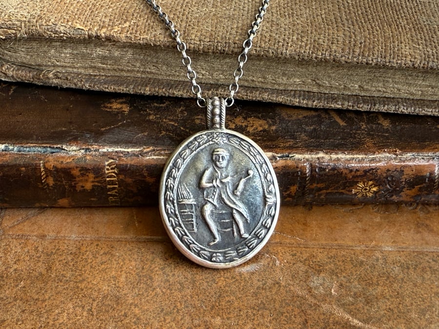 Sterling Silver Clay Pipe Impression Necklace - Pipe Maker Goedewaagen Pendant