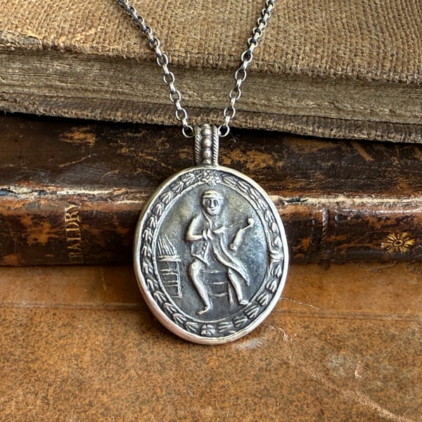 Sterling Silver Clay Pipe Impression Necklace - Pipe Maker Goedewaagen Pendant