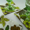 CLEARANCE Fabric coasters set of 6 funky green vintage print tableware