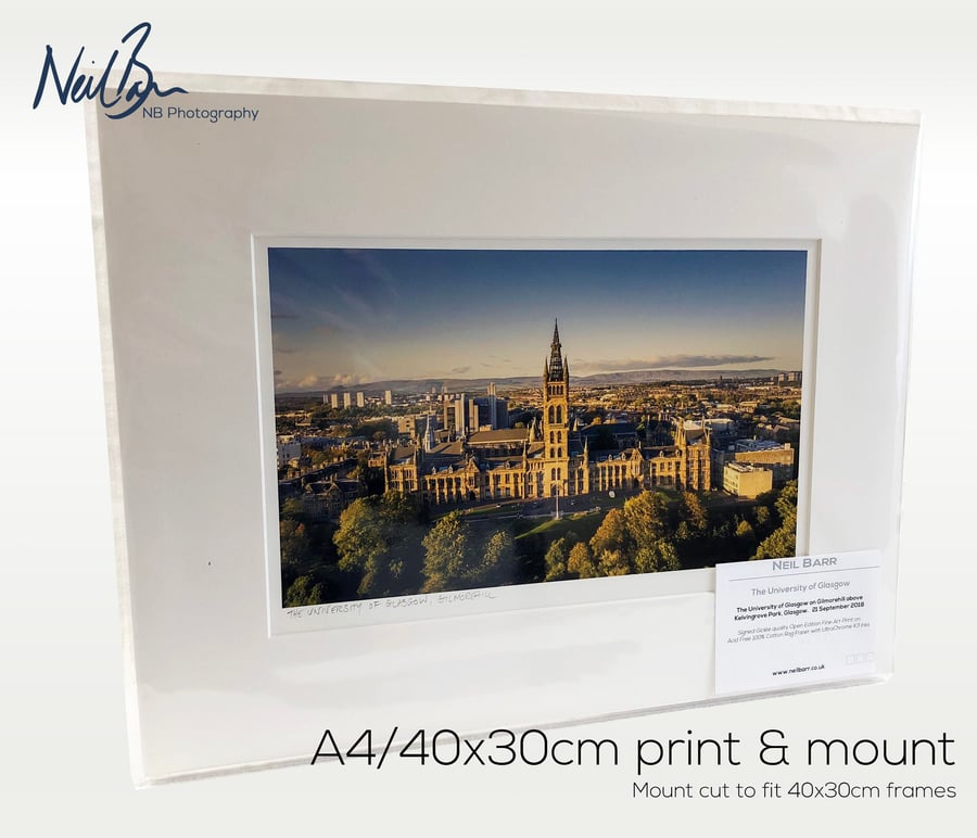 University of Glasgow Tower Gilmorehill Scotland - A4 (40x30cm) Unframed Print