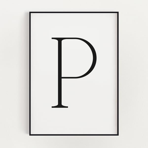 LETTER P PRINT, Minimalist Wall Art, Letter P Printable, Letter Wall Decor