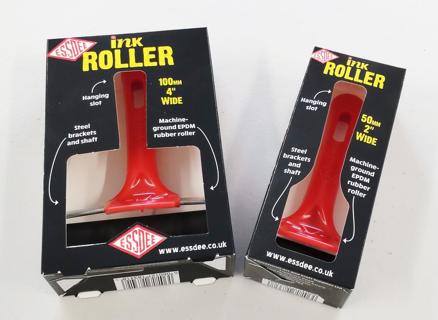 Set of 2 rollers for printmaking, lino, gel press, monoprinting - 2" & 4"