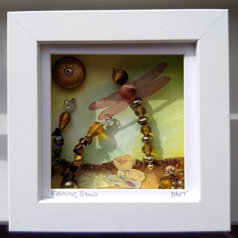 Evening Glow Dragonfly Mini Box Frame