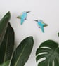 Hummingbird wall art, set of 2 flying miniature birds, tropical bird decor. - Image 2