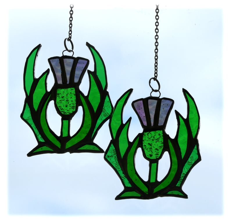 Scottish Thistle Stained Glass Suncatcher