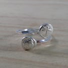 Sterling Silver Dragonfly and Ladybird Bug Shot Adjustable Ring (SKU070325)