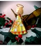 Large: Yellow Tin Angel Christmas tree topper - Image 2