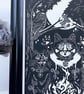 Cat Coven Linocut Witch Cat Wall Art.  - Image 4