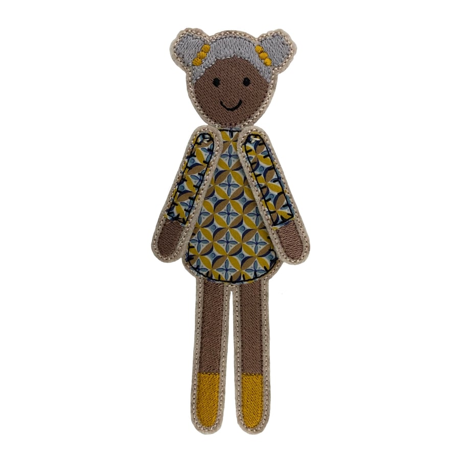 Dolly Bookmark, Textile Bookmark, Embroidered Bookmark, Person of colour gift