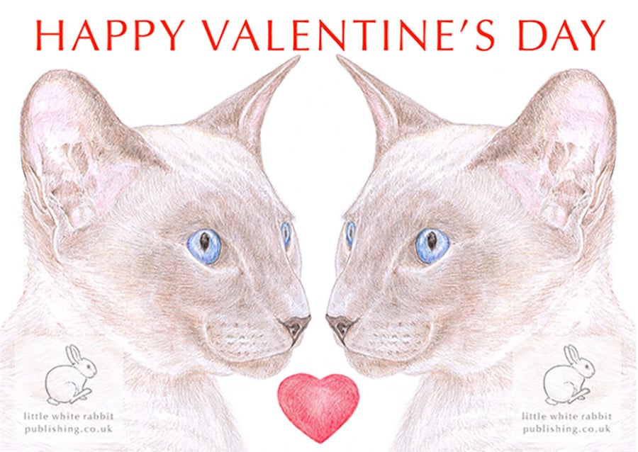 Siamese Cats - Valentine Card