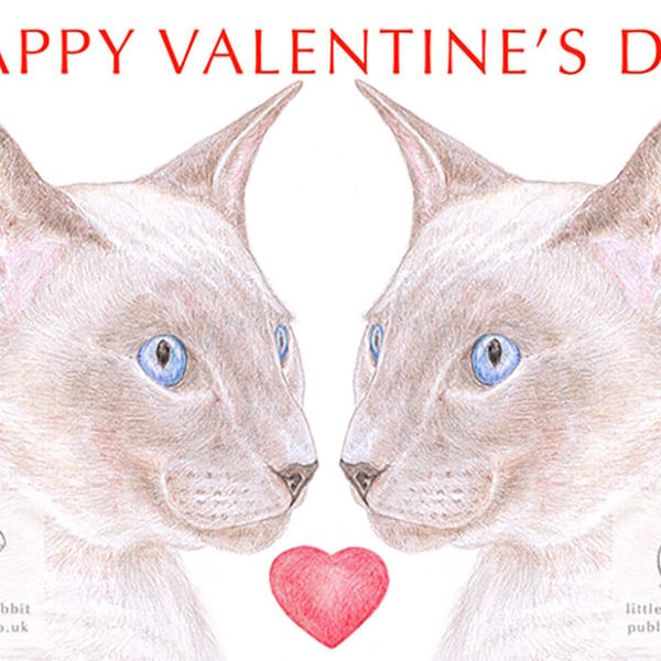 Siamese Cats - Valentine Card