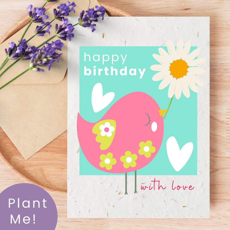 Plantable Wildflower Birthday Card, Eco Friendly Gift, Handmade in the UK