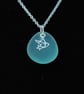 Beach glass pendant with dove charm - Image 3