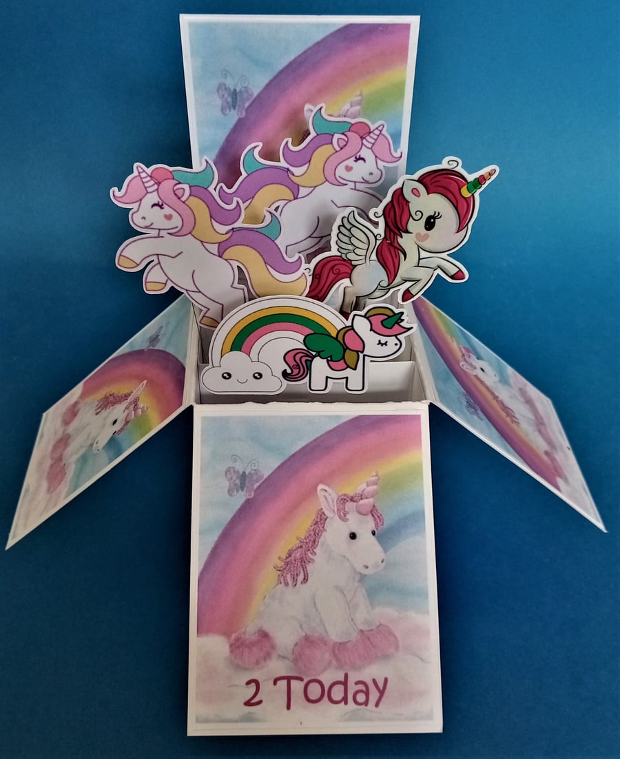 2nd Birthday Card with Unicorns