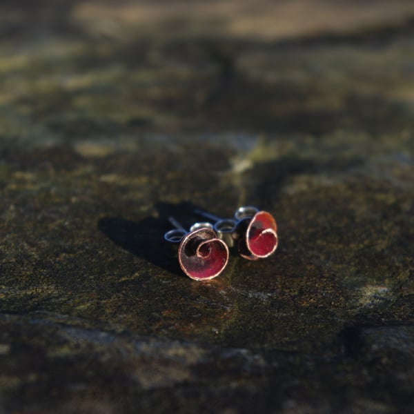 Copper Rosebud Stud Earrings
