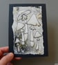 destroying angel mushrooms - original A6 illustration and collage  - Image 7