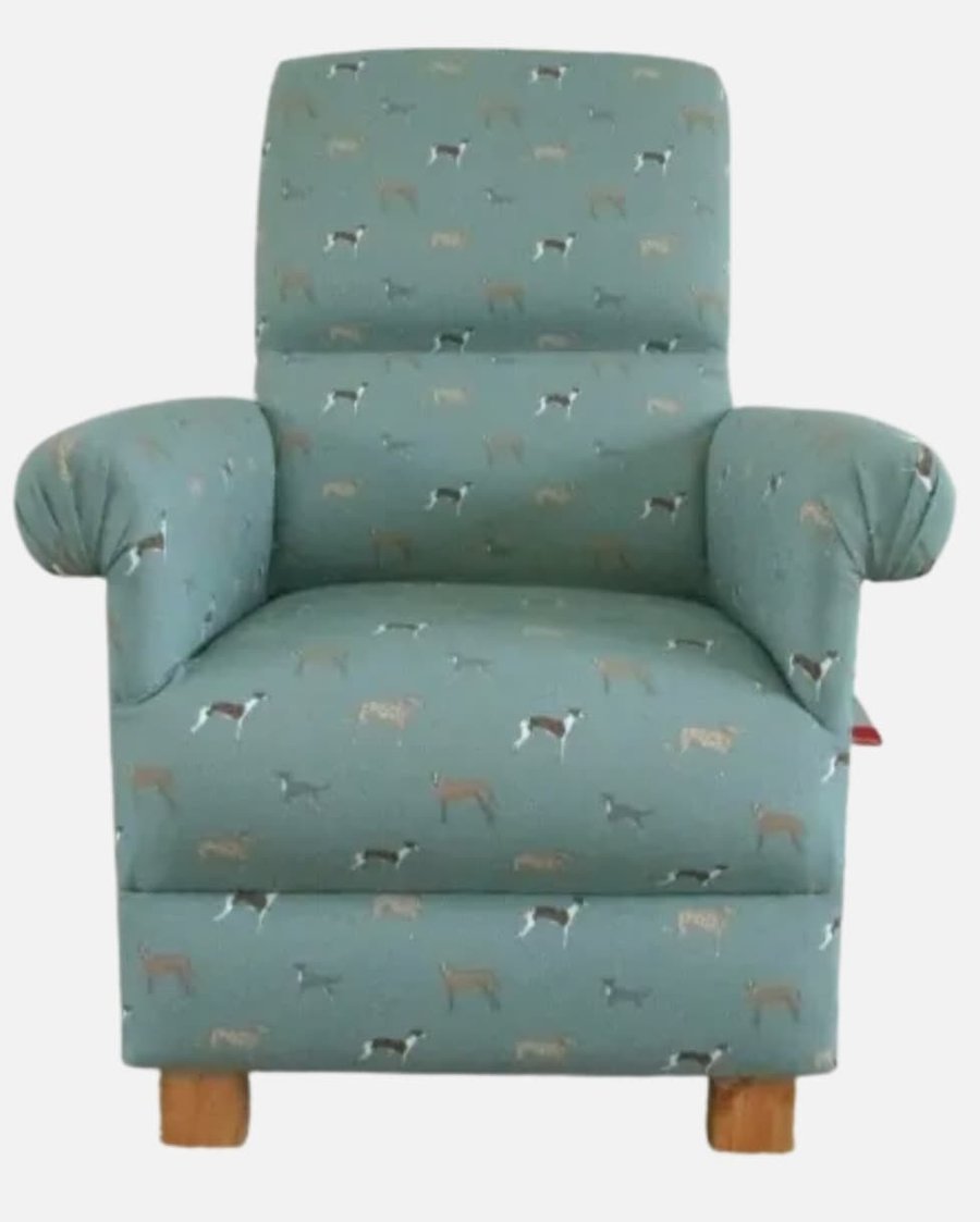 Sophie Allport Speedy Dogs Armchair Adult Blue Accent Chair Greyhounds Racing