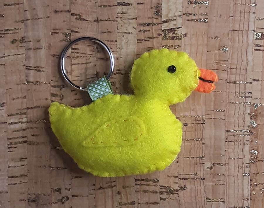 Duck Yellow Felt Keyring-Bag Charm.