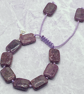 Knotted purple macrame cord bracelet with rectangular lepidolite stones - Image 3