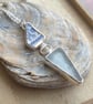Seaglass and pottery triangle pendant, Blue and white pastel necklace - Image 3