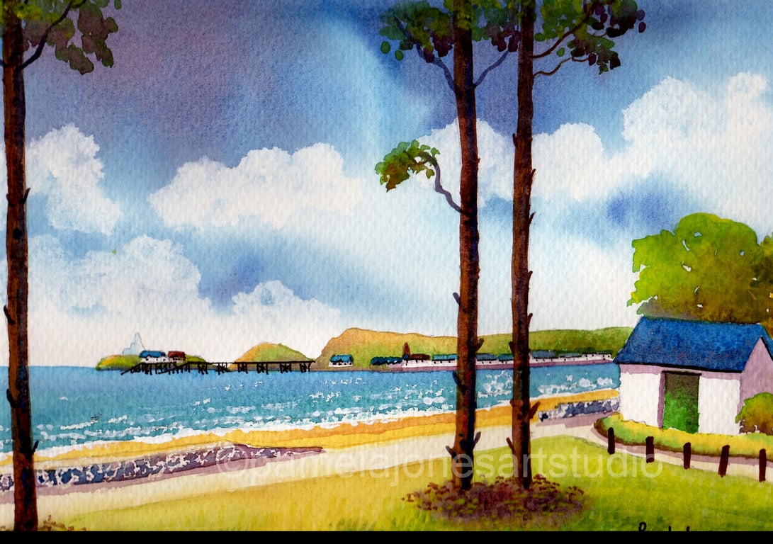 Mumbles, From West Cross, Wales, Original Watercolour,  in 14 x 11'' Mount