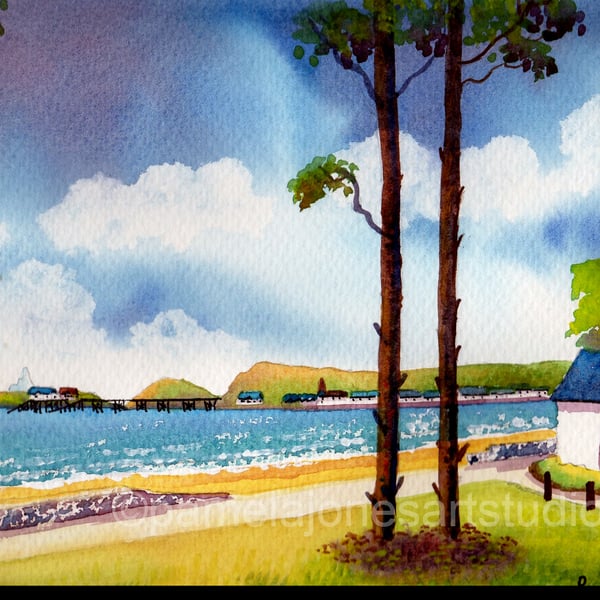 Mumbles, From West Cross, Wales, Original Watercolour,  in 14 x 11'' Mount