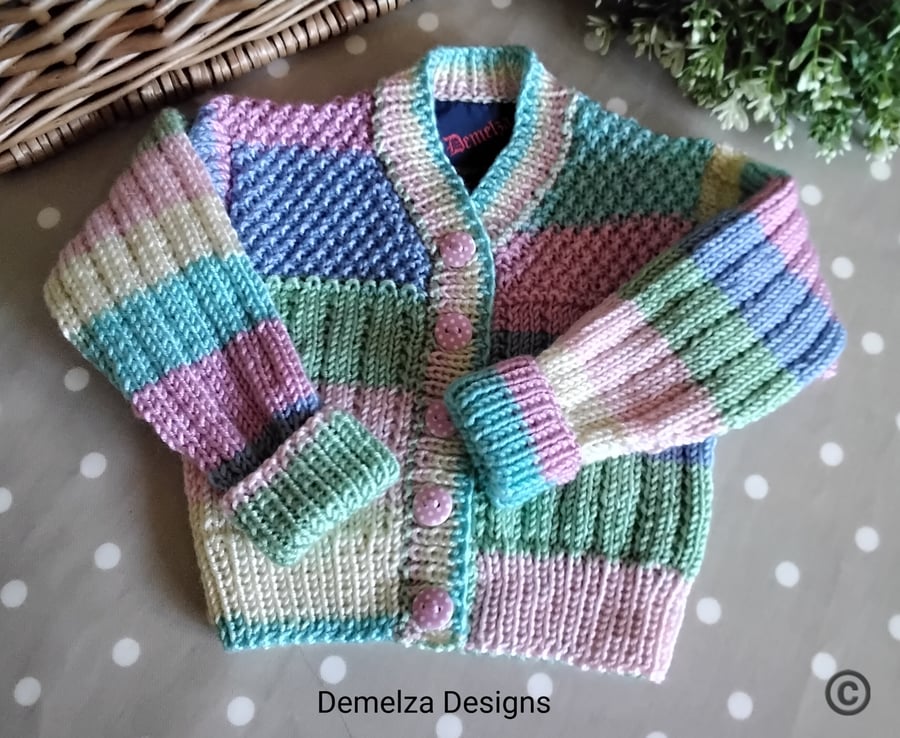 Baby Girl's Hand Knitted Cardigan 3-12  months size