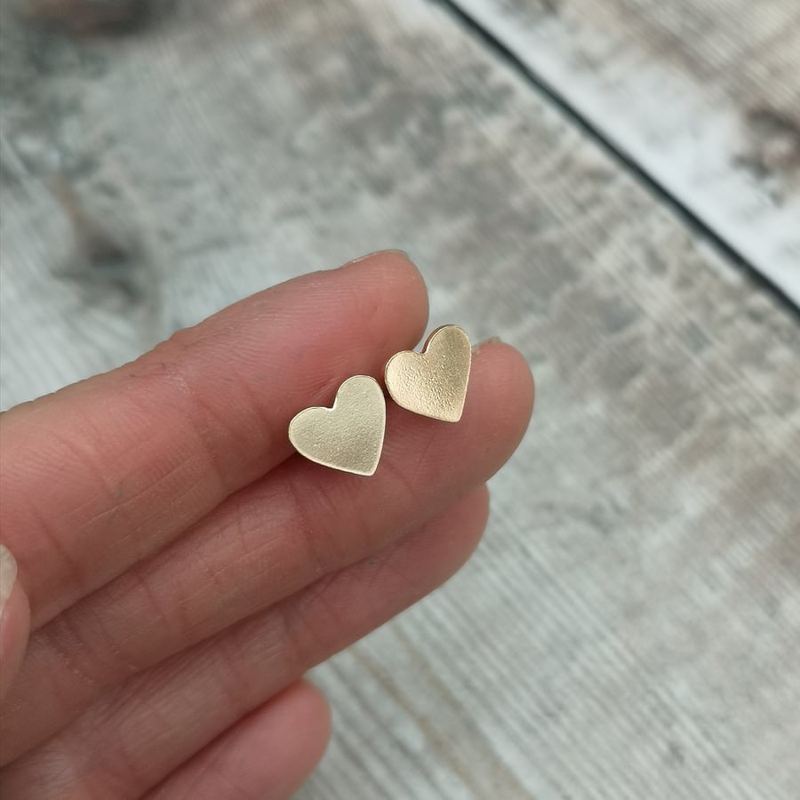 Gold Heart Stud Earrings