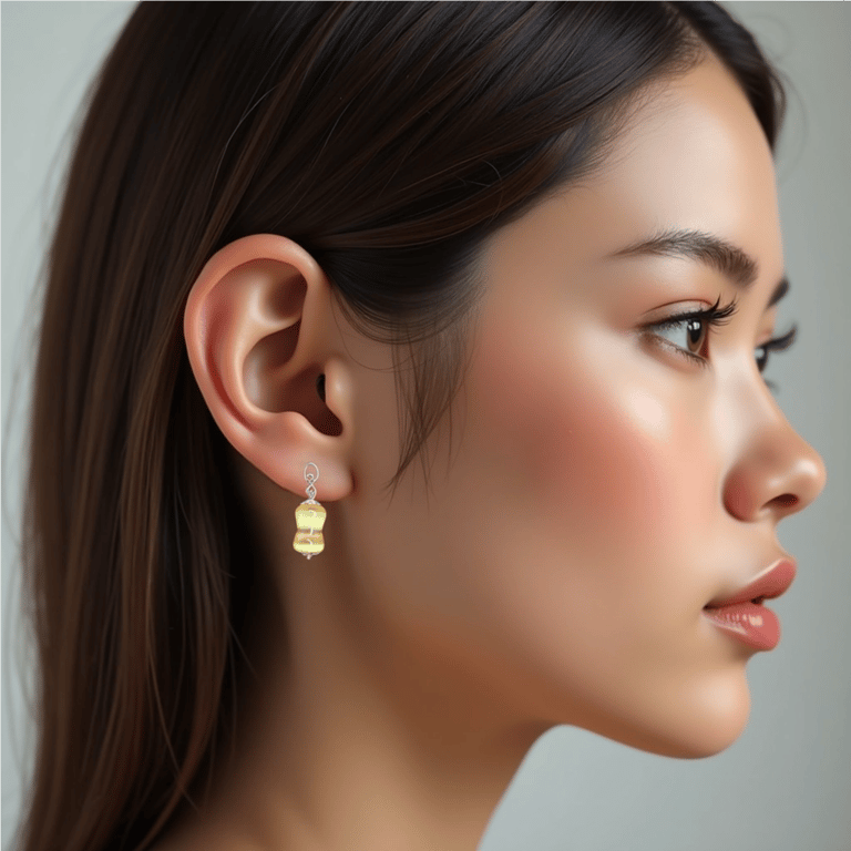 Handmade Yellow Bamboo Selenite Earrings - 925 Sterling Silver Hooks