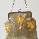 Evening Bag of Vintage hand sewn Ribbon Daffodils 