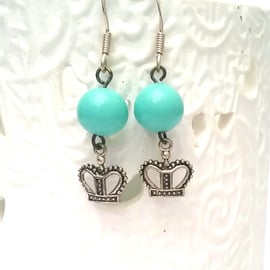 Crown & Vintage Bead Earrings 